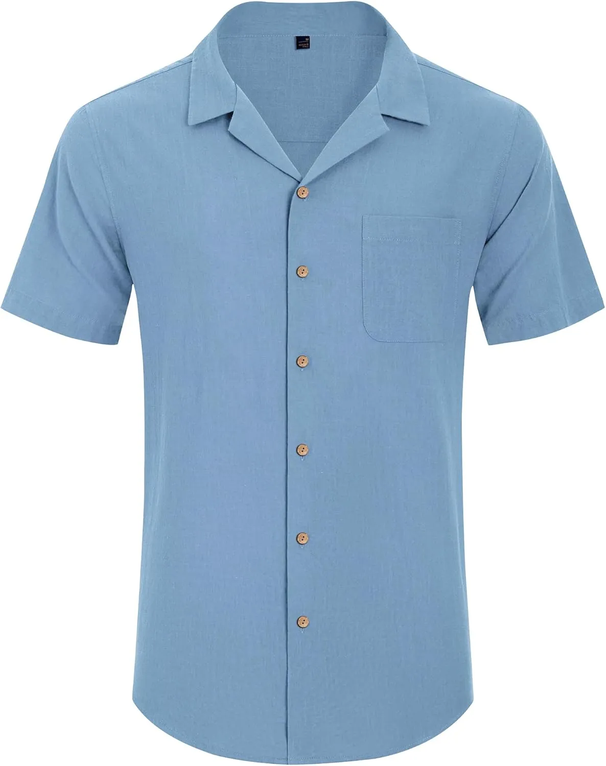 Alimens & Gentle Cuban Linen Shirts for Men Short Sleeve Button Down Shirt Cotton Summer Beach Camp Vacation Hawaiian Shirts