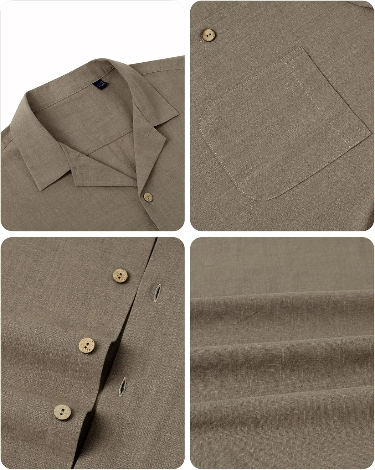 Alimens & Gentle Cuban Linen Shirts for Men Short Sleeve Button Down Shirt Cotton Summer Beach Camp Vacation Hawaiian Shirts