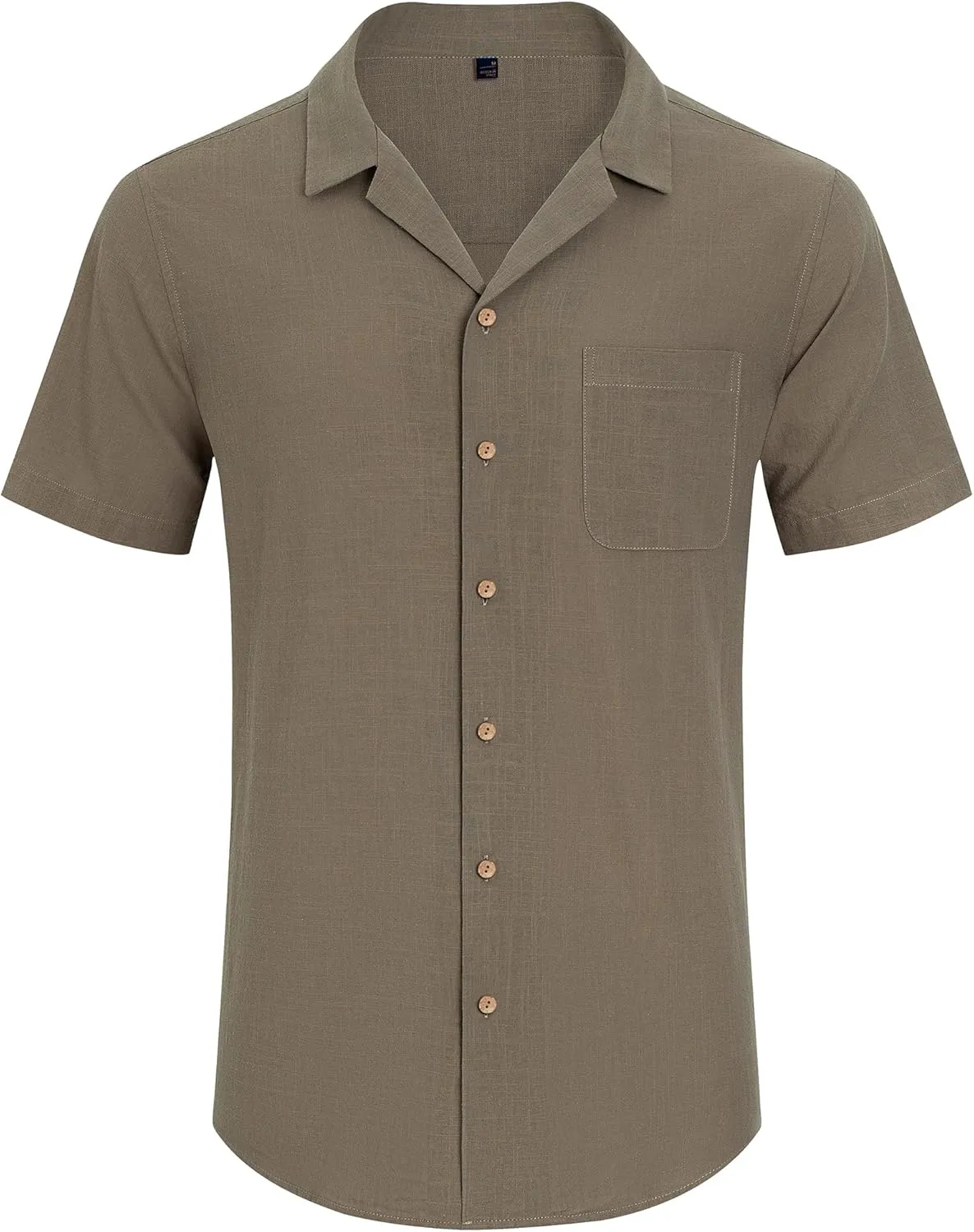 Alimens & Gentle Cuban Linen Shirts for Men Short Sleeve Button Down Shirt Cotton Summer Beach Camp Vacation Hawaiian Shirts