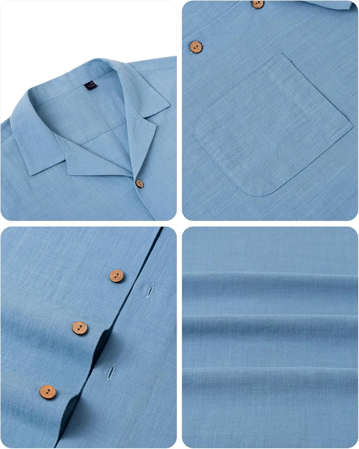 Alimens & Gentle Cuban Linen Shirts for Men Short Sleeve Button Down Shirt Cotton Summer Beach Camp Vacation Hawaiian Shirts