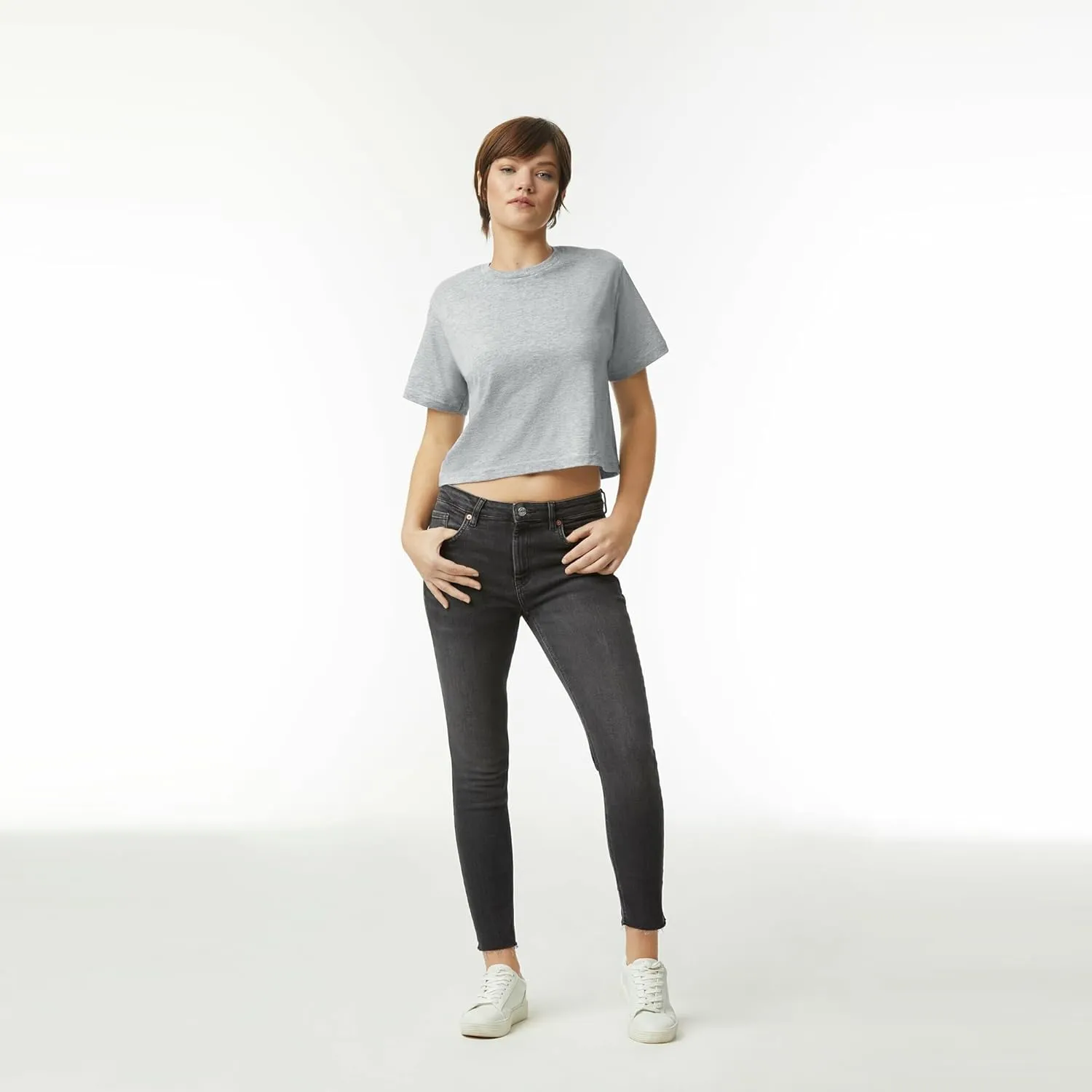 American Apparel Women's Fine Jersey Boxy T-Shirt, Style G102, 2-Pack