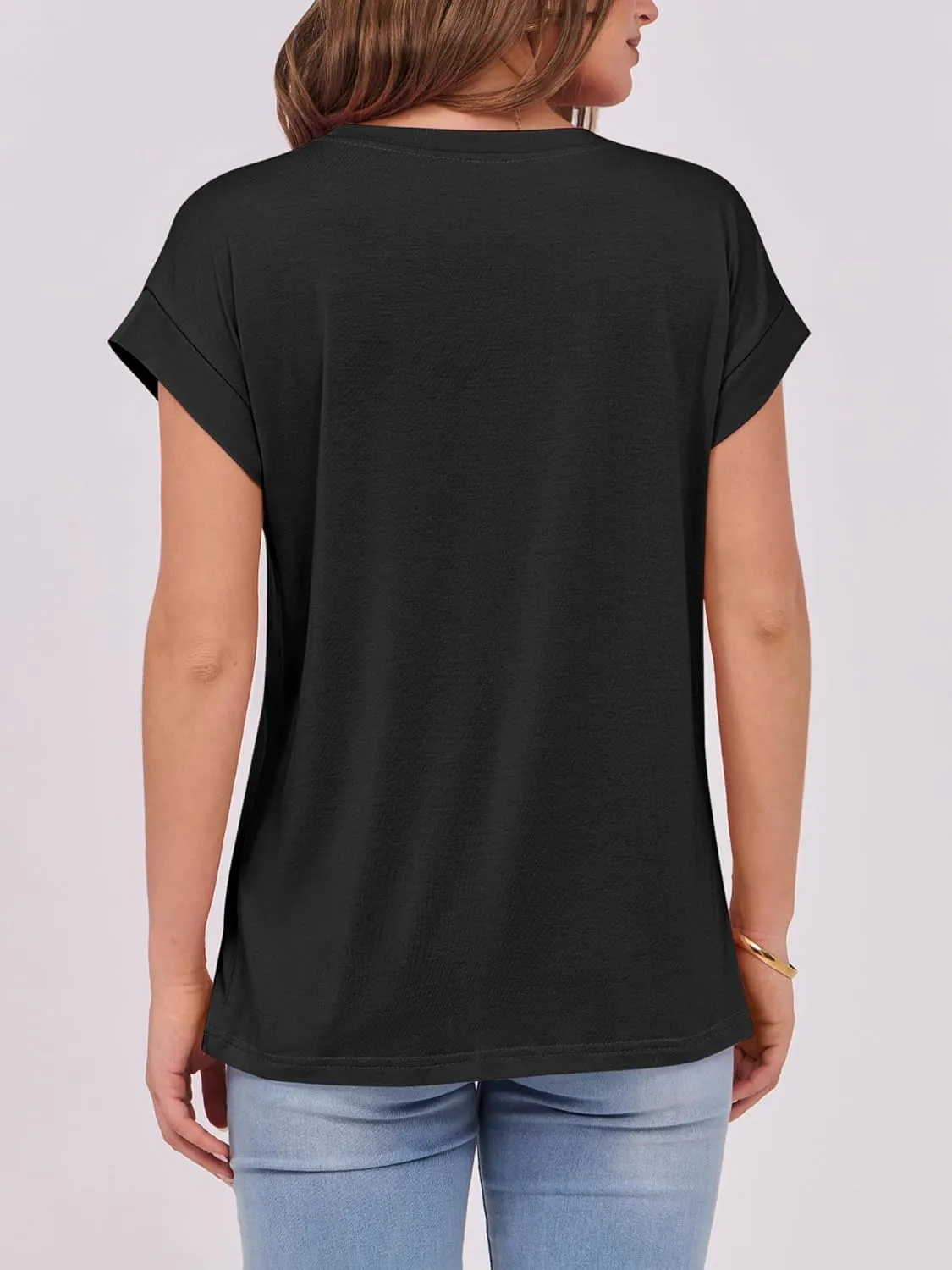 ANRABESS Womens Tops Summer Cap Sleeve Basic Tee Shirts 2025 Trendy Loose Fit Casual Dressy Business Work Tshirts Clothes