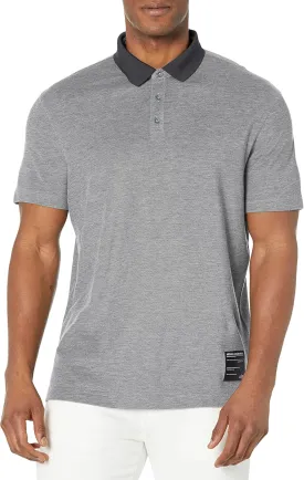 Armani Exchange Men's Heathered Organic Cotton Logo Patch Polo Shirt