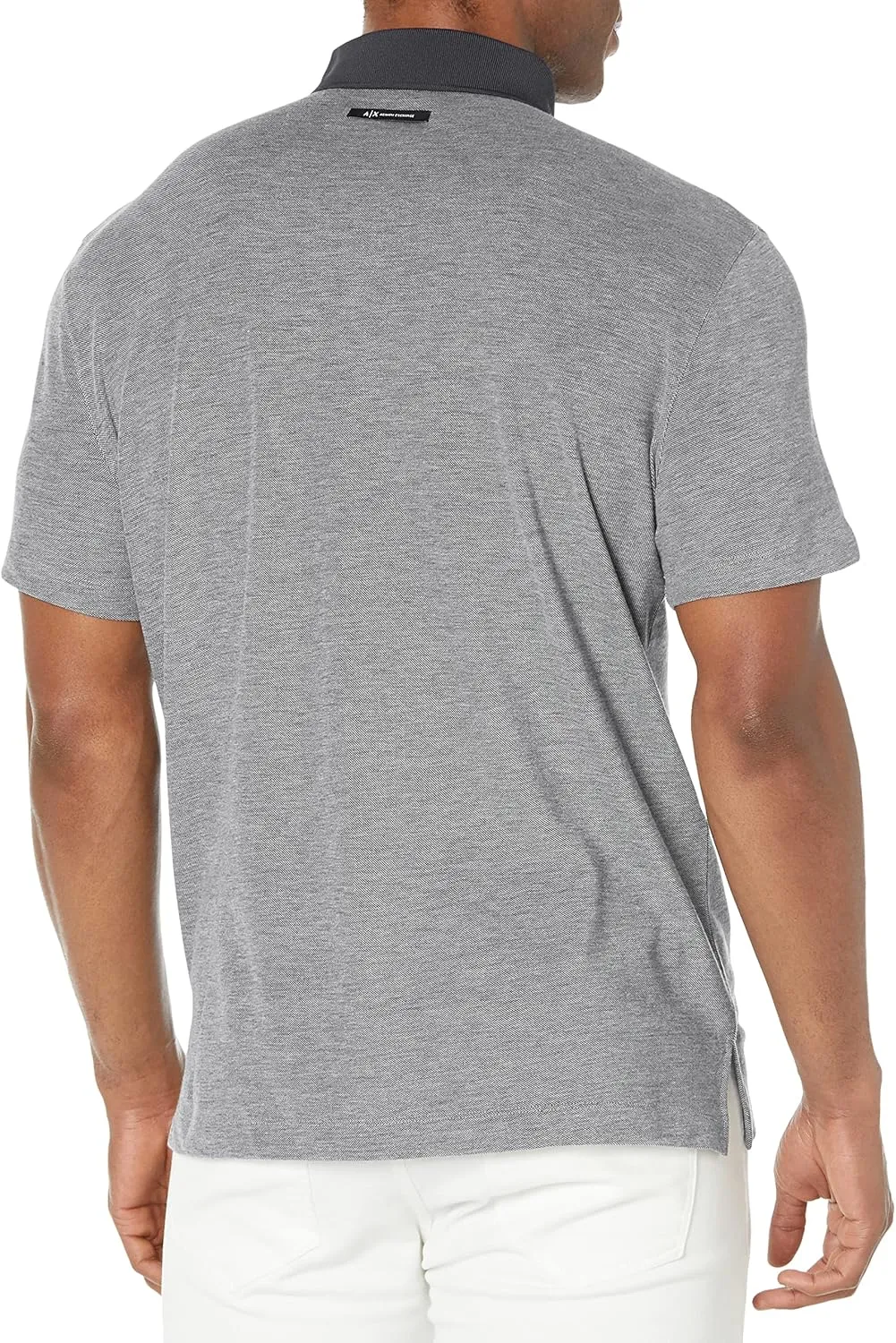 Armani Exchange Men's Heathered Organic Cotton Logo Patch Polo Shirt