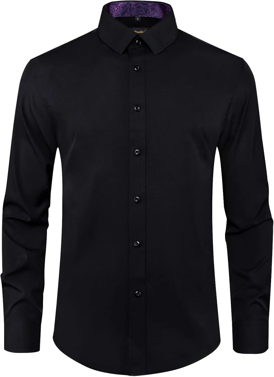 DiBanGu Mens Stretch Dress Shirt Long Sleeve Button Down Shirt Cotton Business Casual Shirts with Inner Contrast Wedding Prom