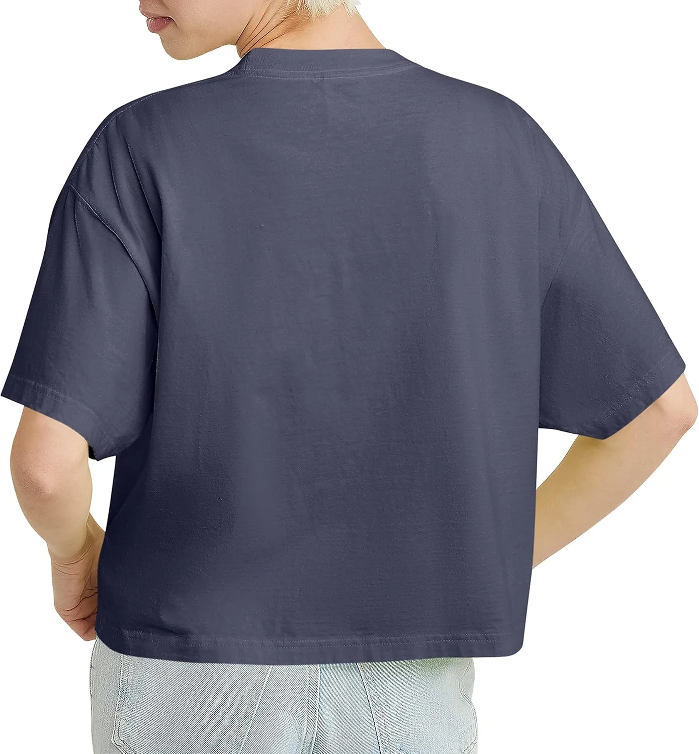 Hanes Originals Garment Washed T-Shirt, Crewneck Crop Tees for Women
