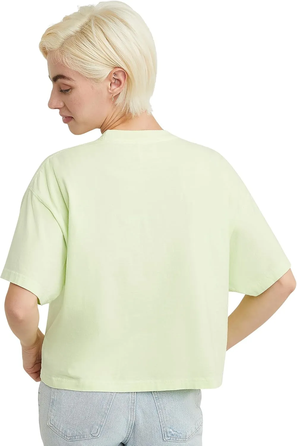 Hanes Originals Garment Washed T-Shirt, Crewneck Crop Tees for Women