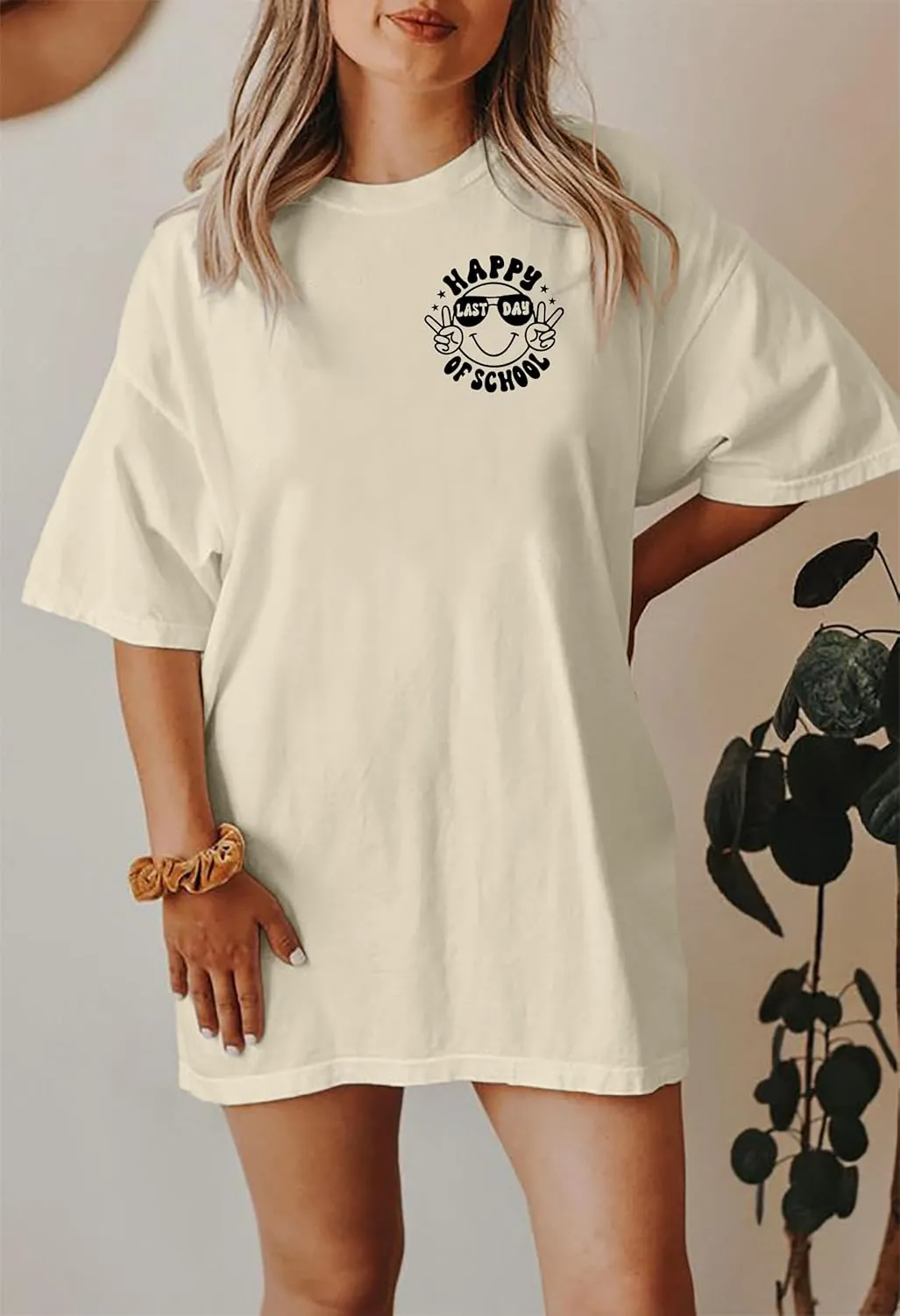 Happy Last Day of School Shirt: Oversized Teacher Tshirt Women Graduation Tee Funny Summer Tops