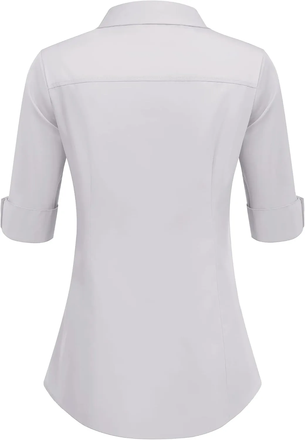HOTOUCH Womens 3/4 Sleeve Button Down Shirt Slim Fit Work Blouses Cotton Dress Shirts Office Tops