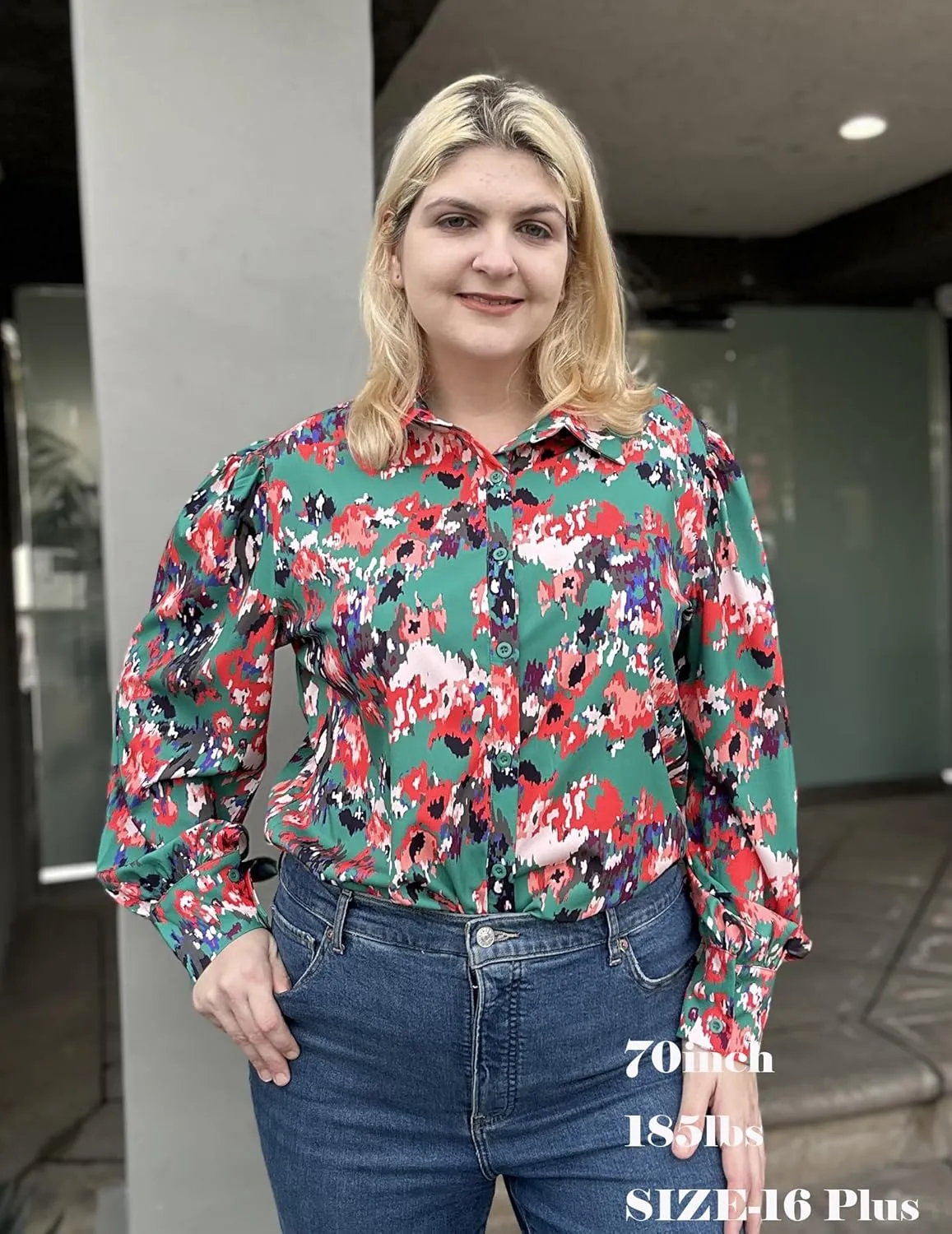 IN'VOLAND Womens Plus Size Button Down Shirts Print Long Sleeve Blouses Boho Floral Shirts Hawaiian Shirts Work Office Tops