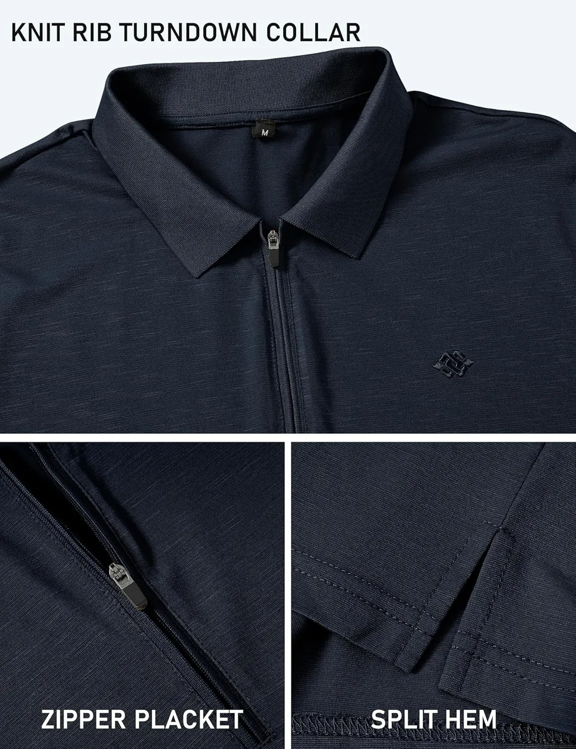 MoFiz Men's Zipper Polo Golf Shirts Casual Dry Fit Short Sleeve Polo T Shirt Sports Outdoor Hiking Shirt for Men