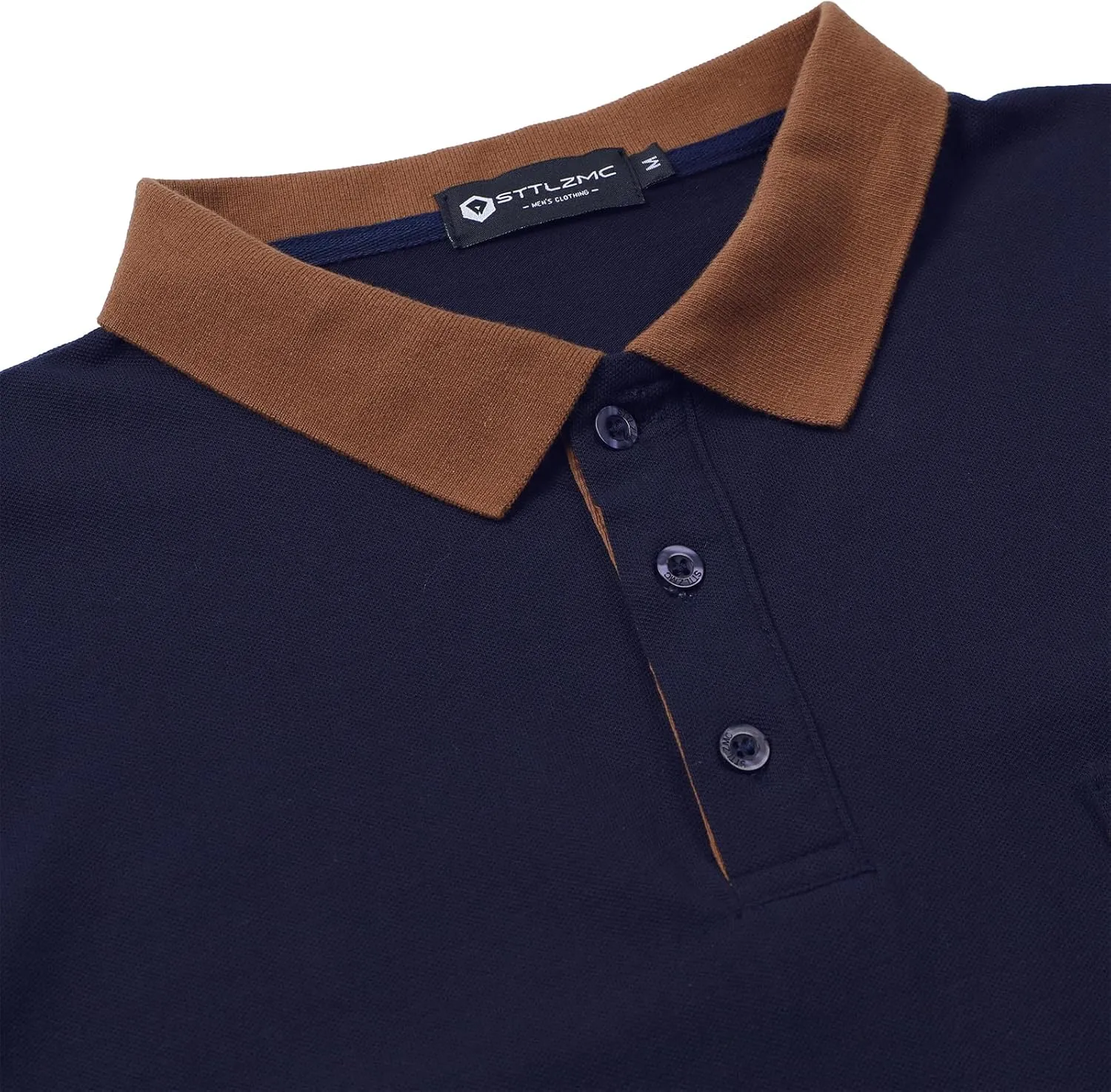 Polo Shirt for Men Long Sleeve Casual Basic Classic Golf Sport Cotton T-Shirt with Pocket