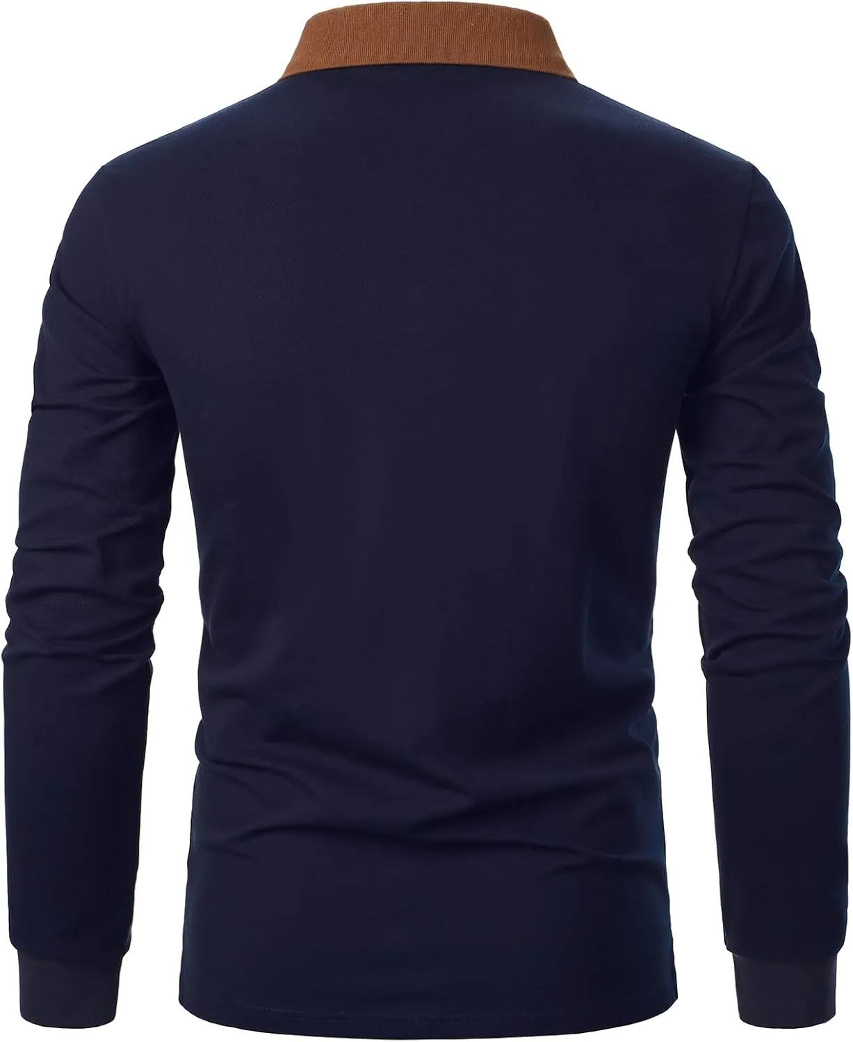 Polo Shirt for Men Long Sleeve Casual Basic Classic Golf Sport Cotton T-Shirt with Pocket