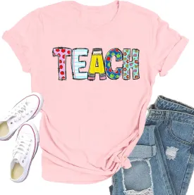 Teacher Shirts for Women Teach Teaching Tshirt Teacher Life Tee Tops
