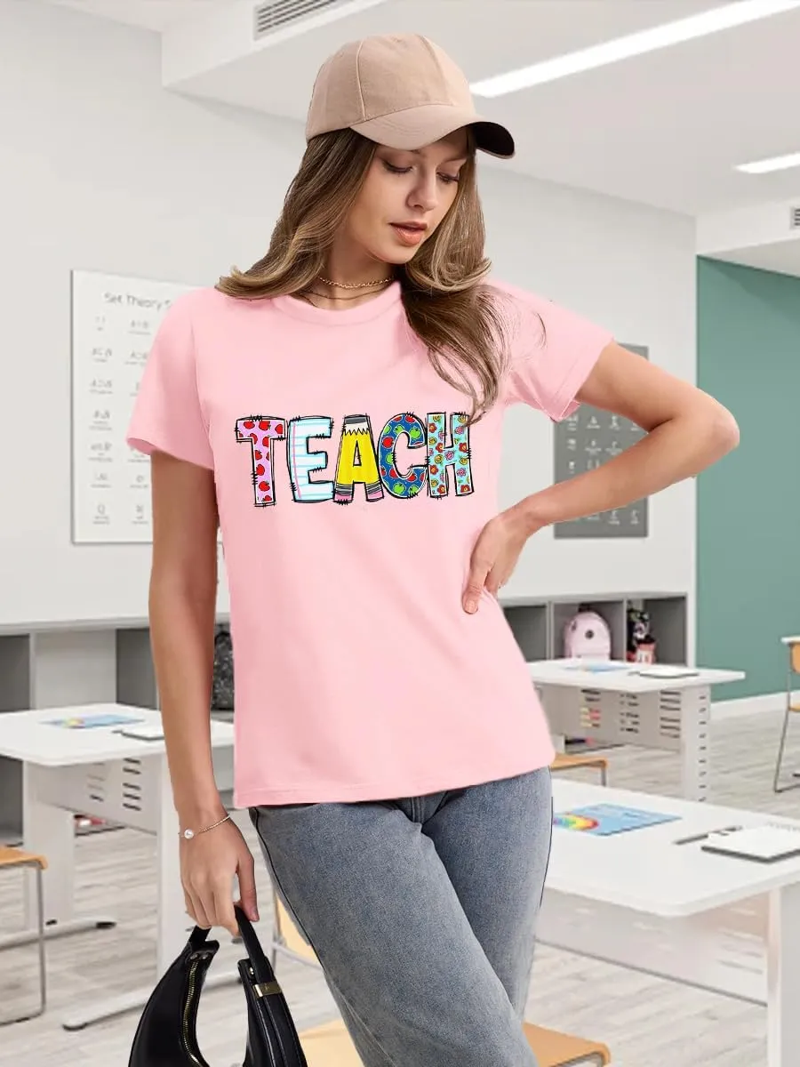 Teacher Shirts for Women Teach Teaching Tshirt Teacher Life Tee Tops