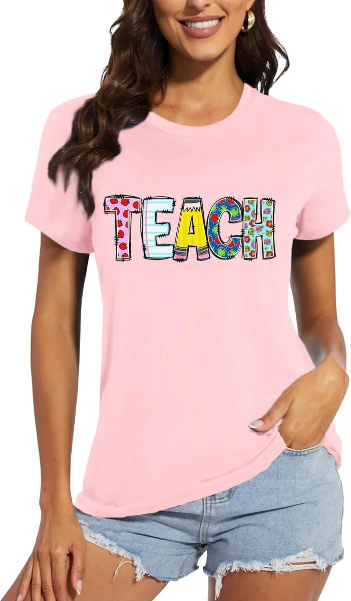 Teacher Shirts for Women Teach Teaching Tshirt Teacher Life Tee Tops