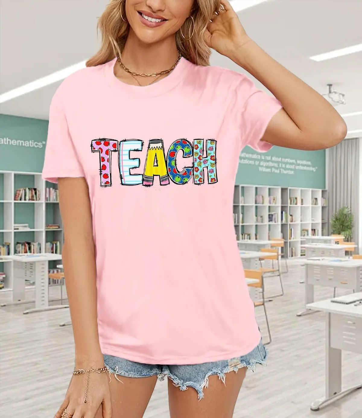 Teacher Shirts for Women Teach Teaching Tshirt Teacher Life Tee Tops