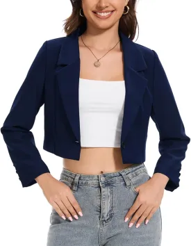 Women's Cropped Blazer Jacket 2025 Blazer Jackets Long Sleeve Lightweight Lapel Button Office Work Suit Jacket