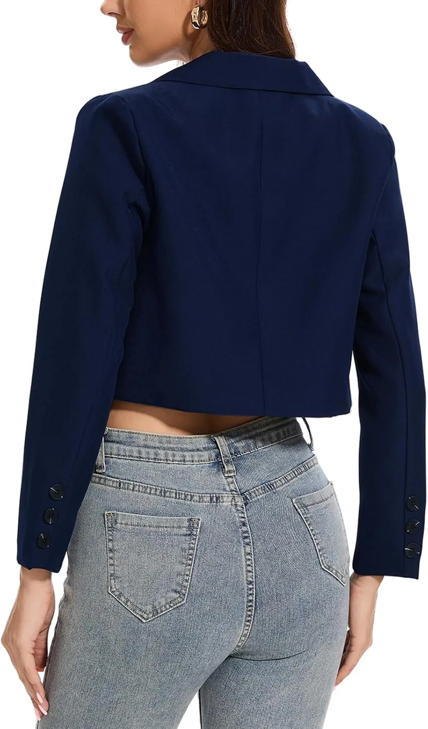 Women's Cropped Blazer Jacket 2025 Blazer Jackets Long Sleeve Lightweight Lapel Button Office Work Suit Jacket