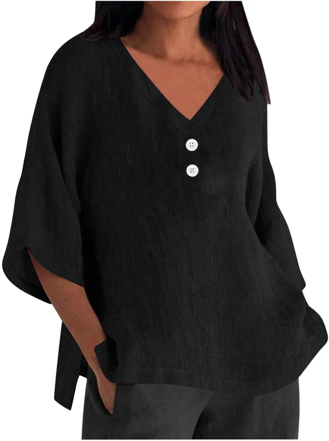 Women's Linen Short Sleeve Top - Breathable Summer Shirt for Women, Soft & Lightweight, Versatile Casual Beach Tee