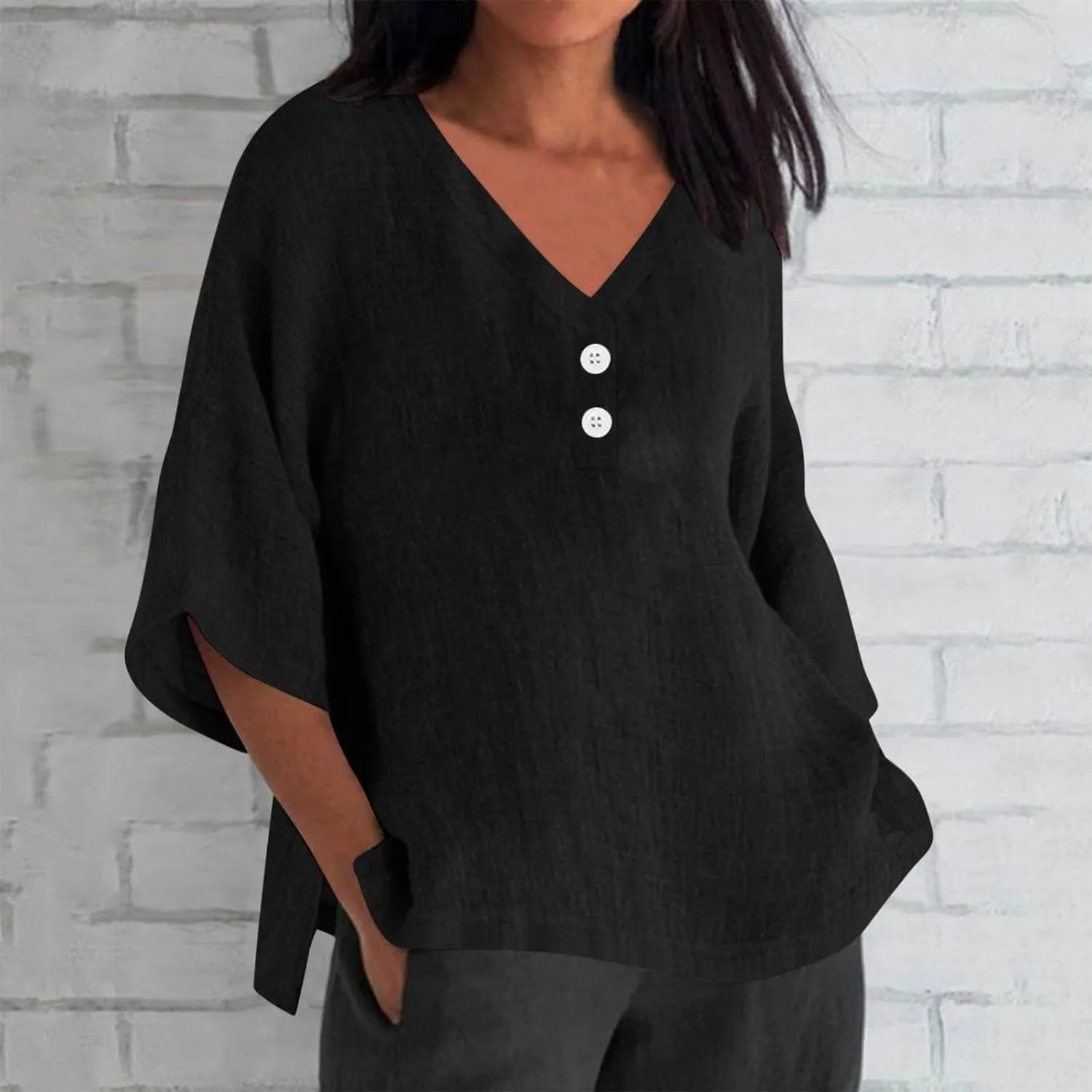 Women's Linen Short Sleeve Top - Breathable Summer Shirt for Women, Soft & Lightweight, Versatile Casual Beach Tee