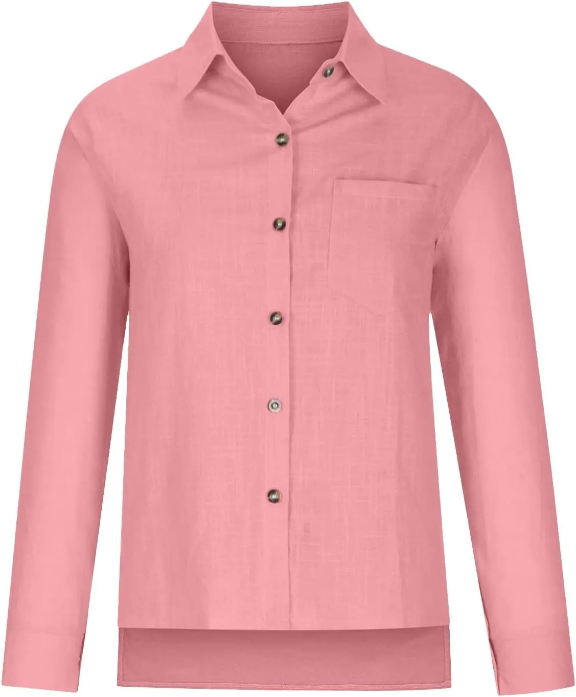 Womens Long Sleeve Shirt Casual Work Office Blouse Top Cotton Linen Button Up Shirts Spring Summer Blouses