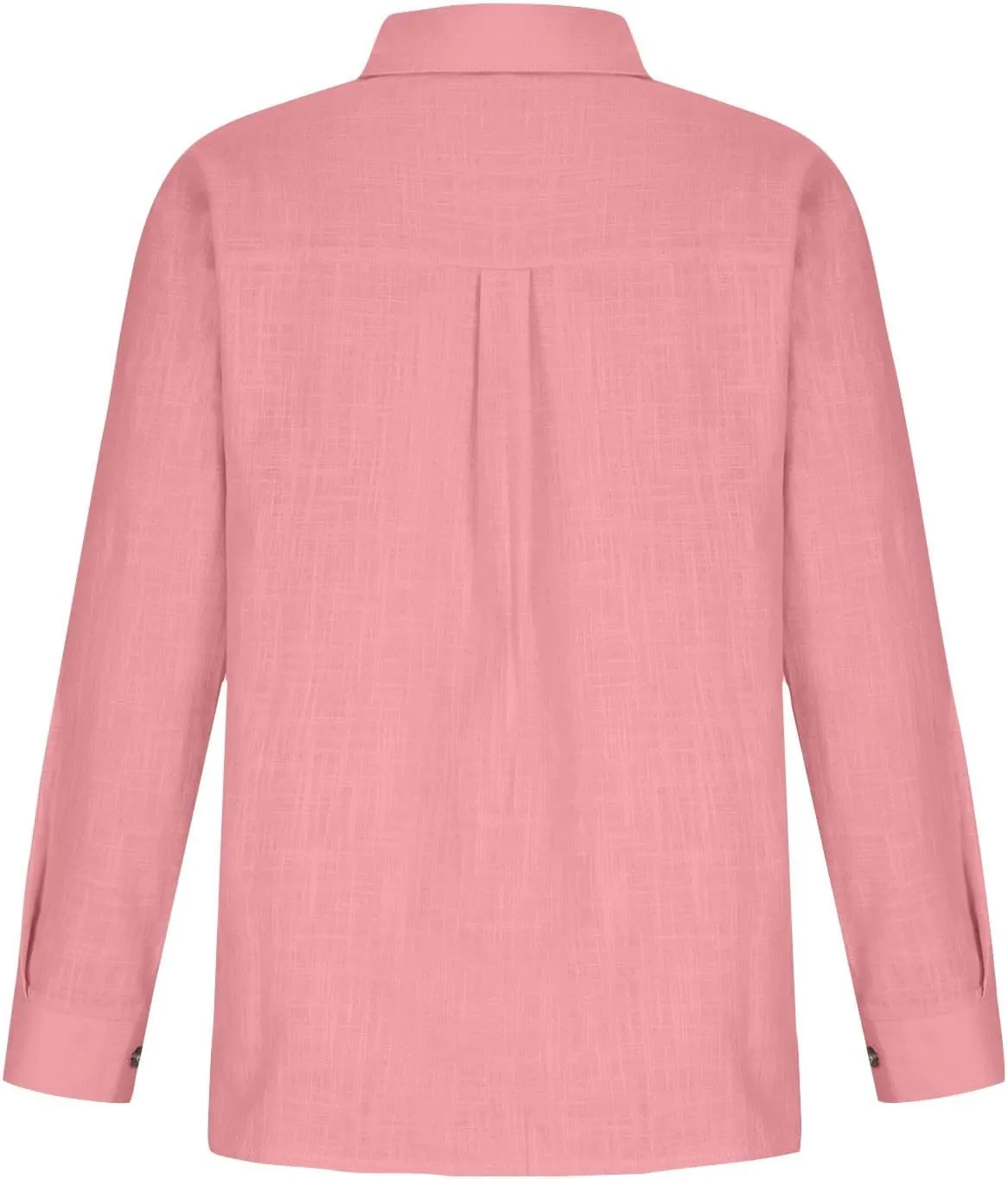 Womens Long Sleeve Shirt Casual Work Office Blouse Top Cotton Linen Button Up Shirts Spring Summer Blouses