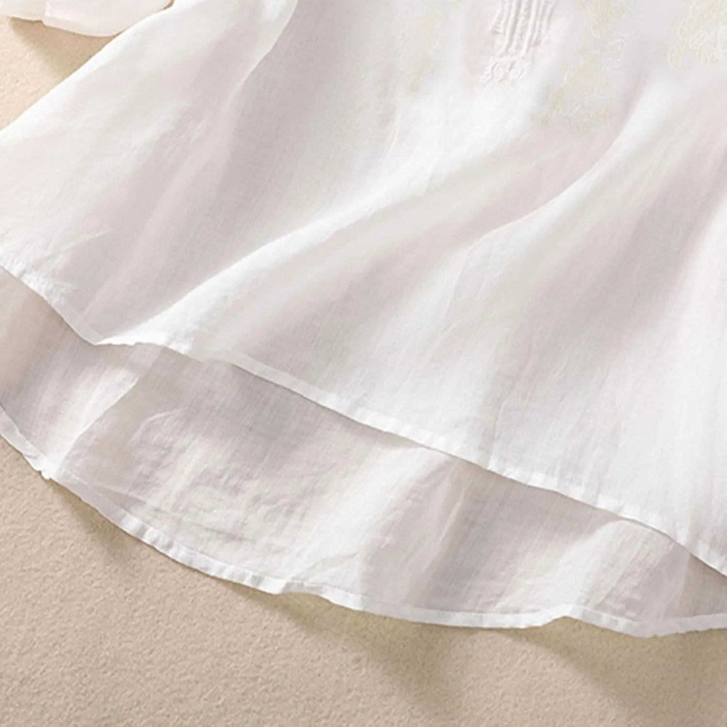 Womens Peasant Tops and Blouses Summer Fashion Embroidered Shirts Fashion Short Sleeve Cotton Linen Shirt