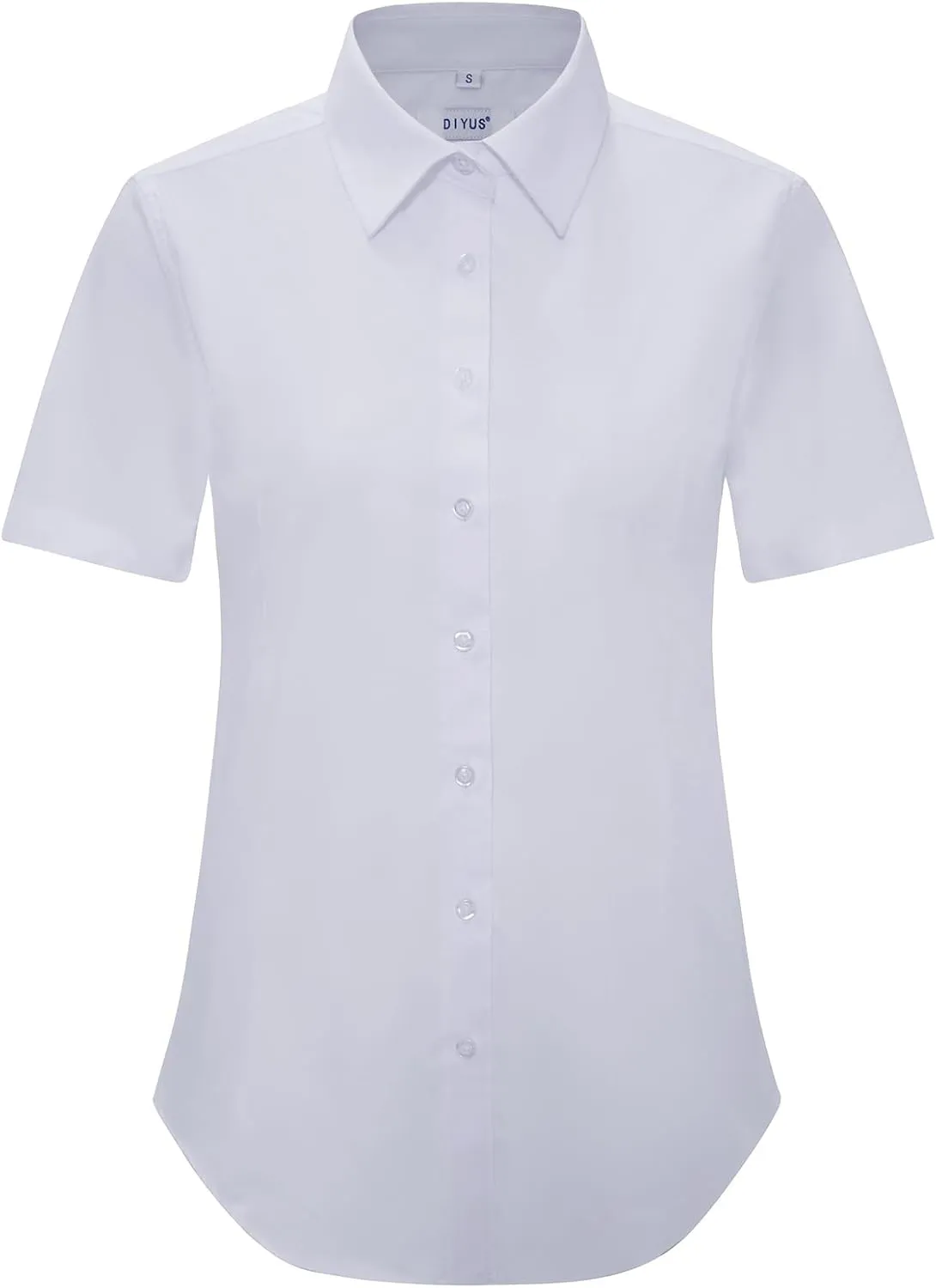 Women's Slim-Fit Button Down Shirts Stretchy Cotton Long Sleeve Work Blouse