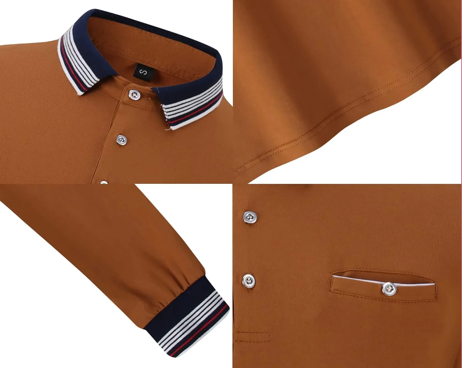 XTAPAN Men's Polo Shirt Casual Long Short Sleeve Classic Fashion Polo Cotton T Golf Sport Shirt