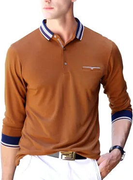 XTAPAN Men's Polo Shirt Casual Long Short Sleeve Classic Fashion Polo Cotton T Golf Sport Shirt